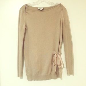 Ann Taylor tan sweater with side bow